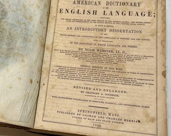 1856 Webster’s American Dictionary, Rare Unabridged Antique Collectible, Victorian Leather Bound Book from Pre-Civil War Era