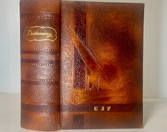 1945 Leather Dictionary, Funk & Wagnalls Practical Standand Dictionary of the English Language, Educational Reference Book