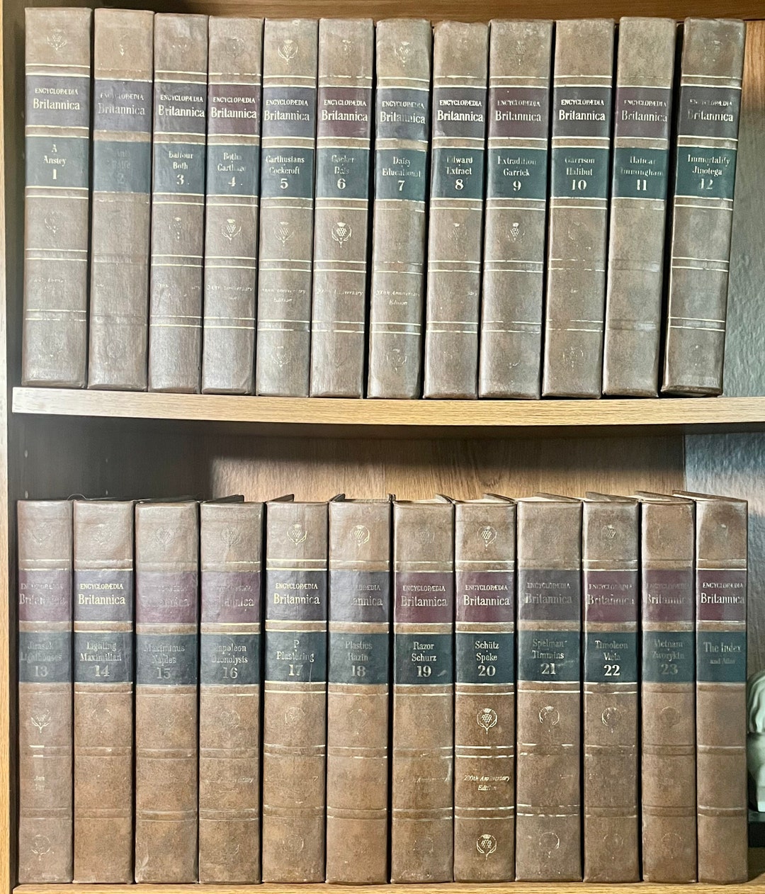 Complete Encyclopedia Britannica 200th Anniversary Edition Set, Vintage Leather Bound Reference