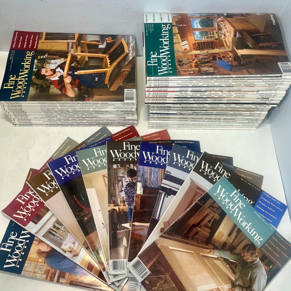 Fine Woodworking Magazine Lot of 63 Issues, Vintage Carpentry & Handyman Guides from 1988 to 1999, Taunton Press