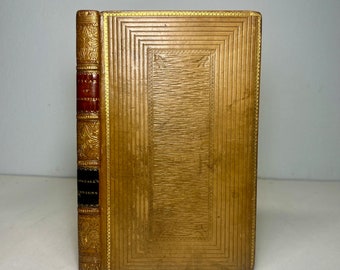 1819 Vicar of Wakefield by Oliver Goldsmith, Antique Book Bound in Full Leather Victorian Binding w/ Copper Engravings, Classic Literature