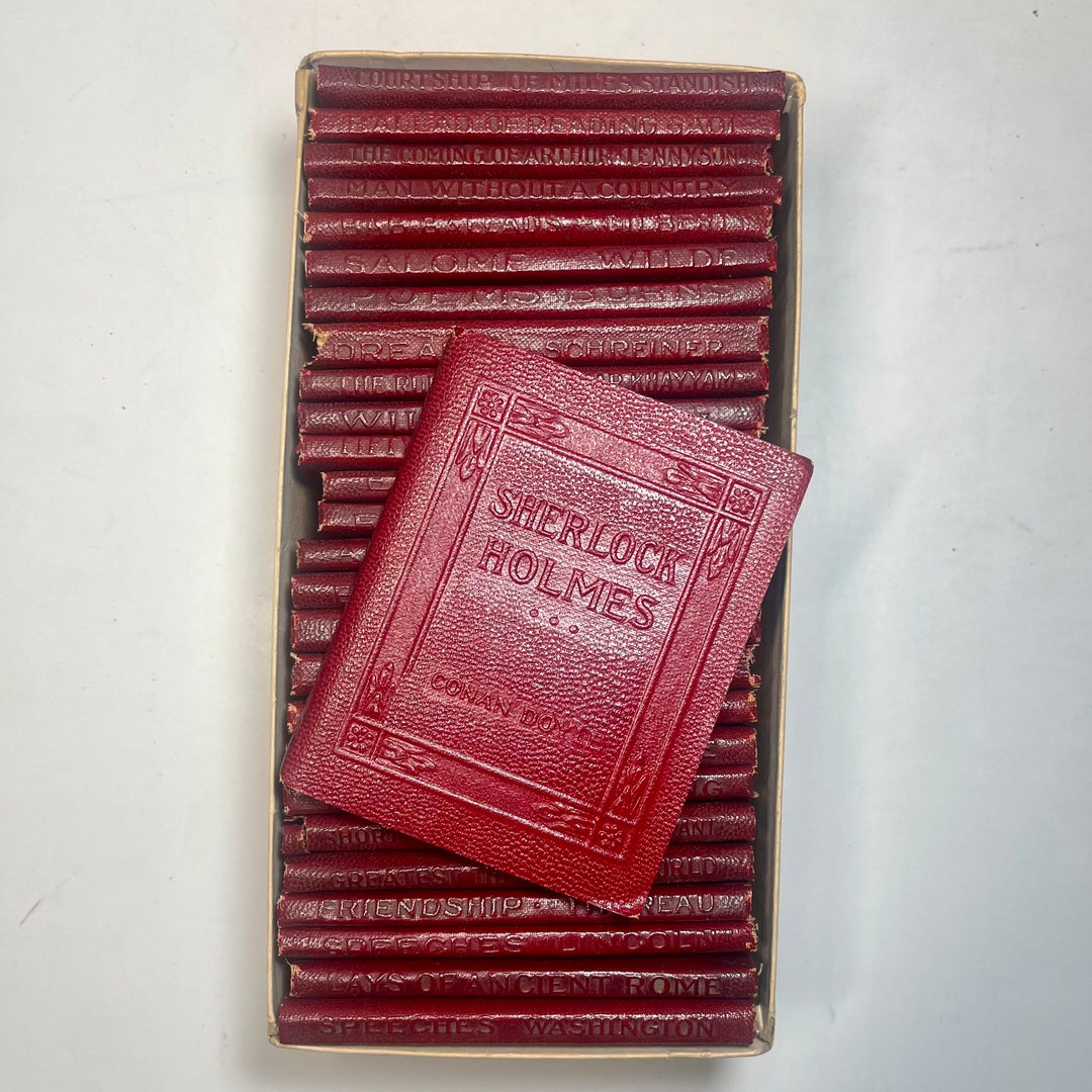 Little Leather Library Book Collection Miniature Red Leather Etsy