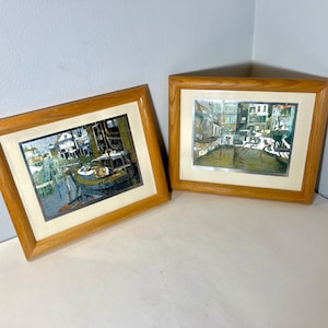 Metallic Foil Artwork Set mit zwei Maritimen gerahmten Drucken von Lionel Barrymore: Trockendock & Water Front