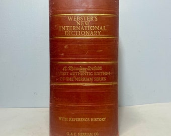 1933 Webster’s New International English Dictionary, HUGE Unabridged Illustrated Antique Book, Reference History Edition