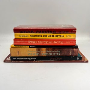 Woodworker’s Lot of 7 Project Books: Whittling, Carving, Construction, Wood Finishing, Figure Carving, Veneering, Inlay & More!