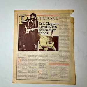 1978 Eric Clapton Article from Original Rolling Stone Magazine, Vintage Paper Ephemera