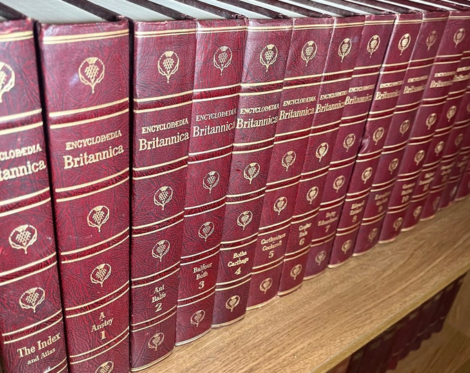 Complete Encyclopedia Britannica Set of 24 Leather Volumes including Index Decorative Full Set