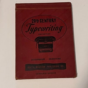 20th Century Typewriting, 1947, Illustrated Vintage Typing Course Textbook for Classroom Use in Schools