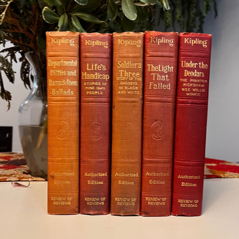 1899, Rudyard sold Kipling Set, Review of Reviews Collection of 5 Antique Hardcover Books