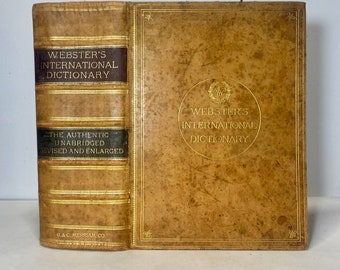 1893 Leather Webster’s International Dictionary of the English Language, Unabridged Antique Reference Book from the 19th Century