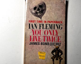 1st Edition James Bond Vintage Paperback Book, 1965, You Only Live Twice by Ian Fleming, 007 Secret Agent