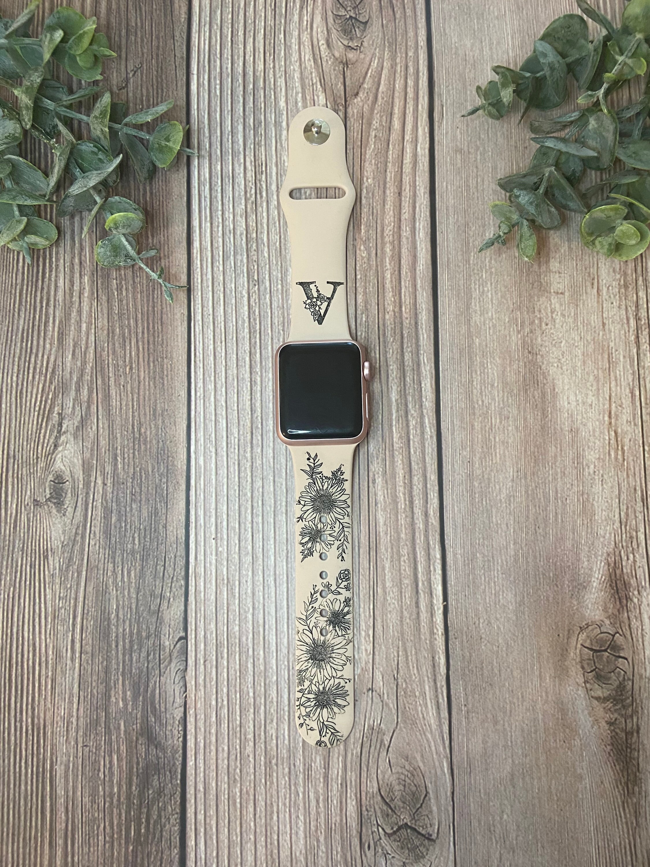 Engraved Daisy Floral Watch Band Etsy