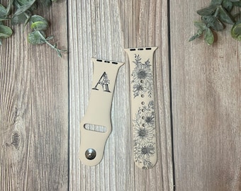 Engraved Daisy Floral Watch Band
