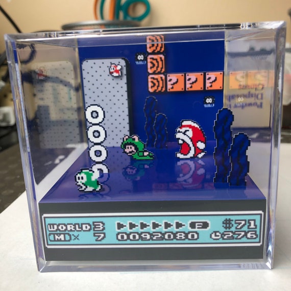 Super Mario Bros 3 Nintendo NES 3D Cube Handmade Diorama Shadowbox