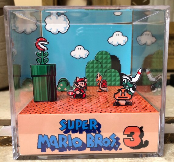 Super Mario Bros 3 Nintendo NES 3D Cube Handmade Diorama Shadowbox