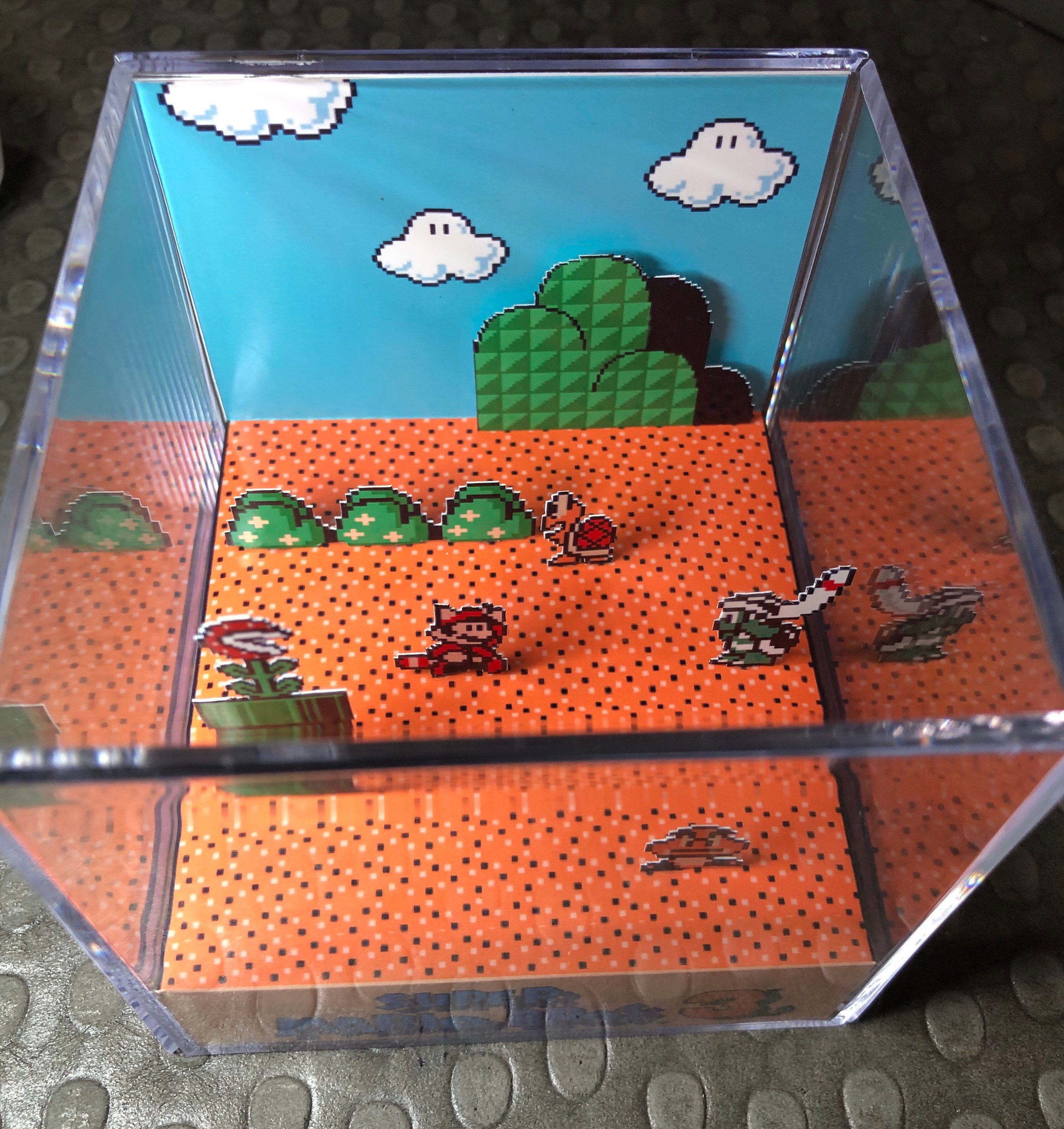 Super Mario Bros 3 Nintendo NES 3D Cube Handmade Diorama Shadowbox