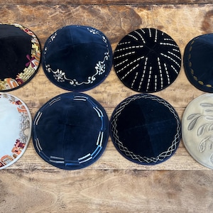 NEXT DAY SHIPPING. Velvet with embroidery kippot - Shabbat and Jewish Holidays - Judaica gift