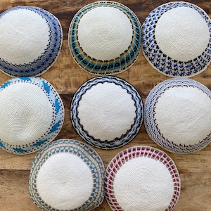 NEXT DAY SHIPPING. Handknit kippah - whites - Shabbat and Jewish Holidays - Judaica gift