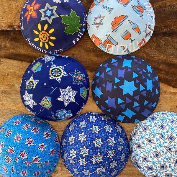 NEXT DAY SHIPPING. Printed Kippot - Jewish Star pattern - Jewish - Shabbat - Judaica gift