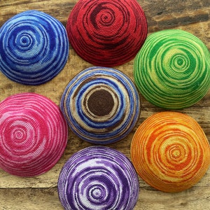 NEXT DAY SHIPPING. Handknit kippah - swirl - Shabbat and Jewish Holidays - Judaica gift