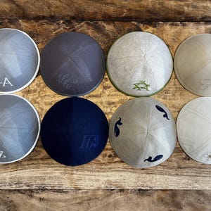 NEXT DAY SHIPPING. Linen kippot with embroidery - Shabbat and Jewish Holidays - Judaica gift