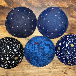 NEXT DAY SHIPPING. Printed Kippot - Jean - Stars - Jewish - Shabbat - Judaica gift