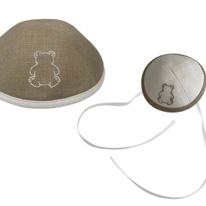 IN STOCK. Father and baby kippa teddy bear - Jewish Holidays - Judaica gift - Bris - Brit Milah