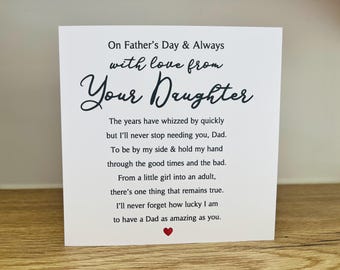Dad Daughter Father's Day Card, Fathers Day Poem Daughter, Fathers Day Card From Daughter Fathers Day Card Daughter Poem Dad & Daughter #F34