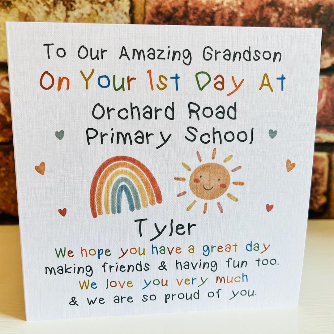 First Day of School Card, Starting School Card, Personalised School ...