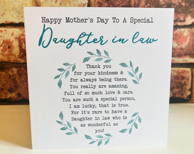 Daughter in Law Mothers Day Card, Daughter-in-law Mother's Day Card ...