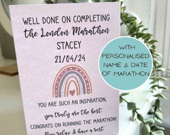 Congratulations Manchester/London Marathon Card, Personalised Any Marathon Card 2024, Well Done Marathon Runner - Small A6 Card #G1