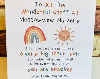 Personalised Nursery Card, Thank You Primary School Card, Thank You School Personalised Card, Teacher Gift, Preschool Thank You #T16