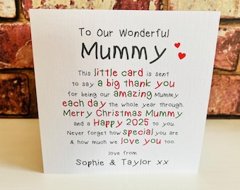 Mummy Christmas Card, Personalised Mummy Christmas Card, Mummy Xmas Card, 2024 Christmas Card Mummy Poem Christmas Verse #X195