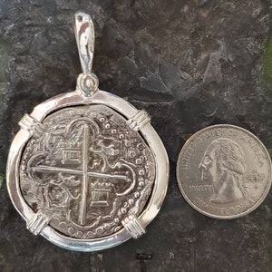 Large atocha silver coin pendant shipwreck treasure