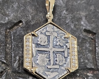 Atocha 1622 14kt real gold shipwreck  sunken treasure coin genuine diamonds