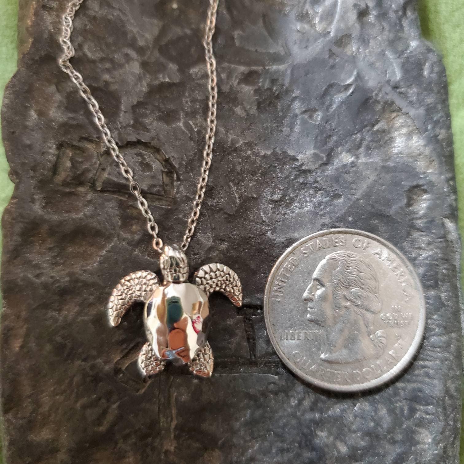 Sterling Silver 925 Turtle Clear CZ Pendant Necklace SSLPN011