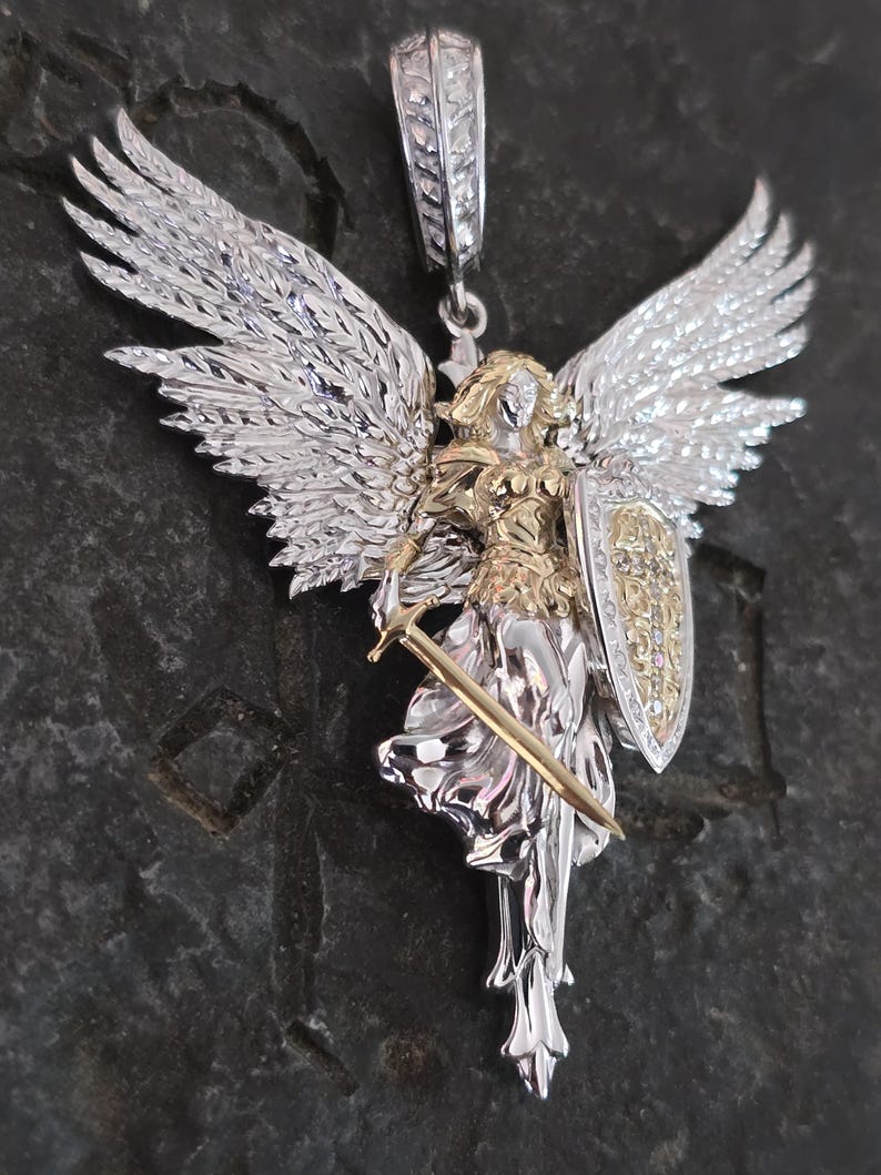 Faith & Protection Archangel Pendant – White Sapphire Cross Shield ...