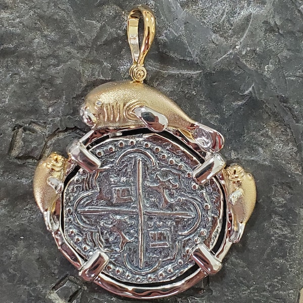 Atocha shipwreck manatee family coin pendant