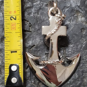 BIG solid Sterling silver anchor pendant