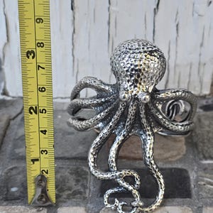Wild large octopus sterling silver cuff bracelet