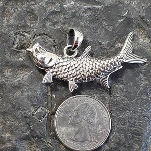 925 Sterling silver tarpon jewelry pendant handmade solid heavy