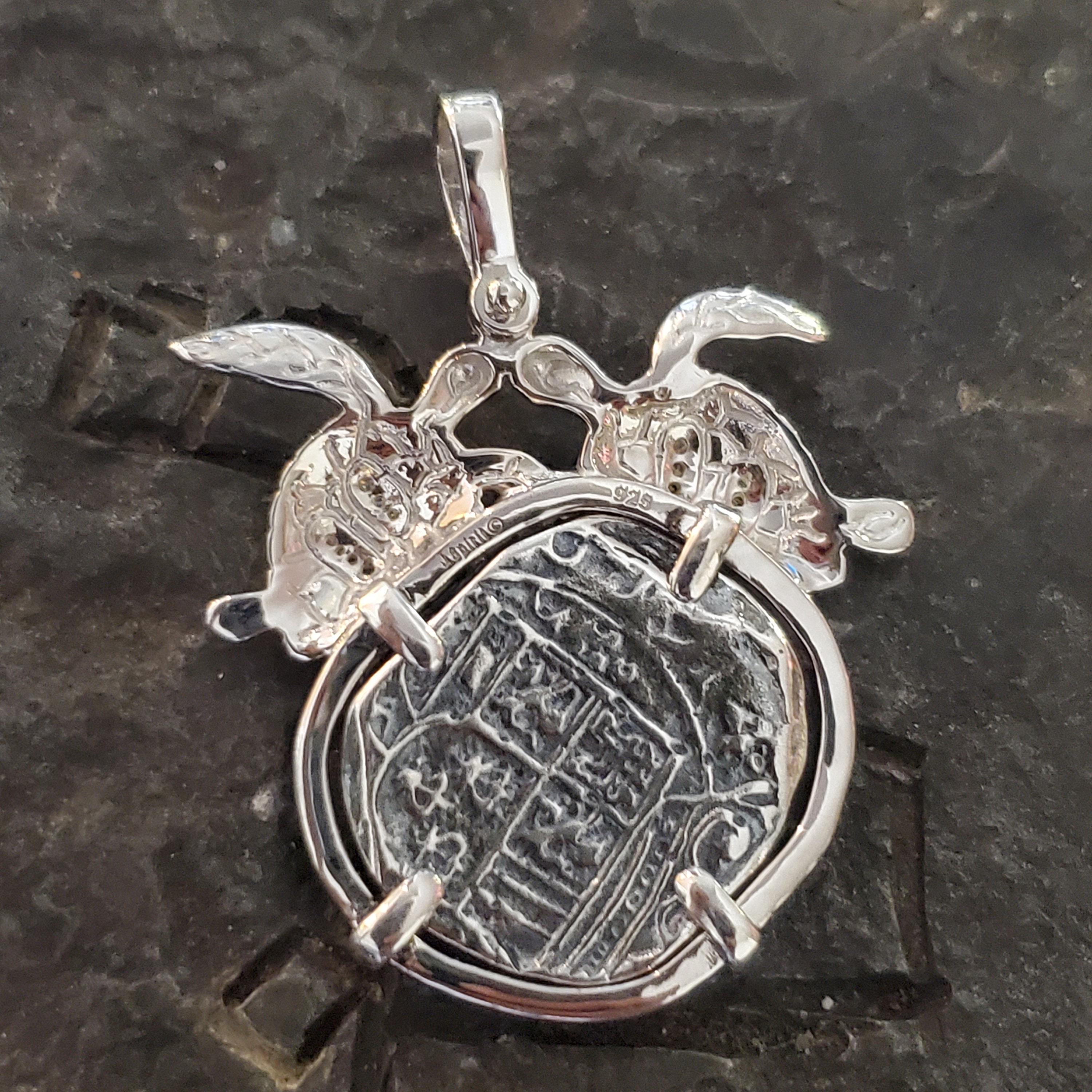 Turtle Shell Coin Atocha Silver Double Turtle Coin Shipwreck Treasure Pendant With Shell ...