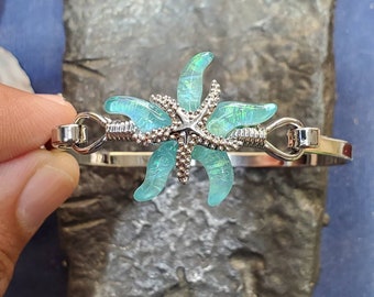 Starfish bracelet bangle dichroic glass beachside ocean nautical