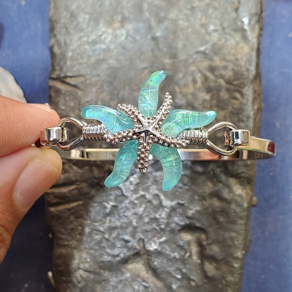 Starfish bracelet bangle dichroic glass beachside ocean nautical