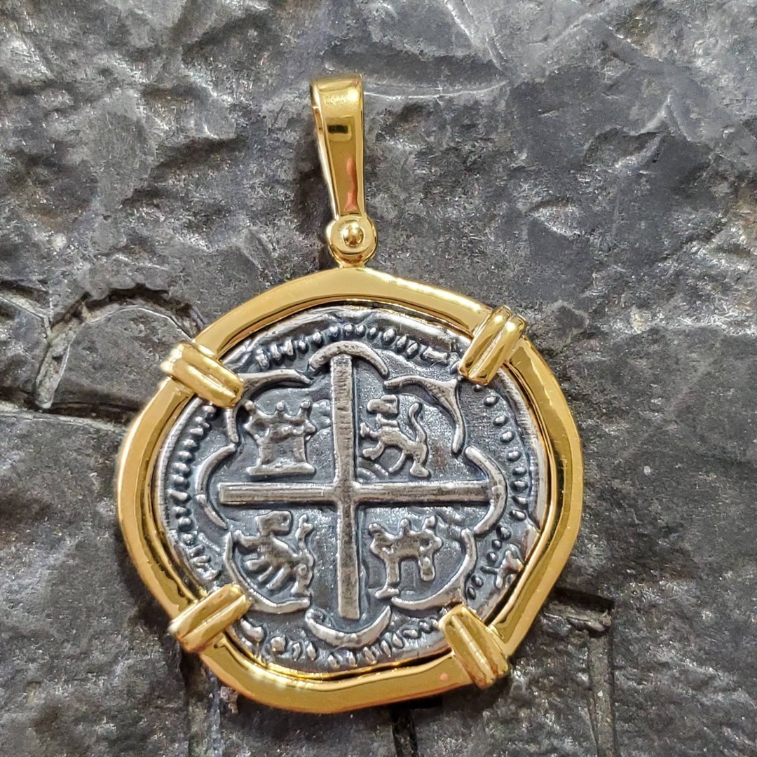 ATOCHA Münze Octopus Anhänger 14K Gold Nautical Sunken