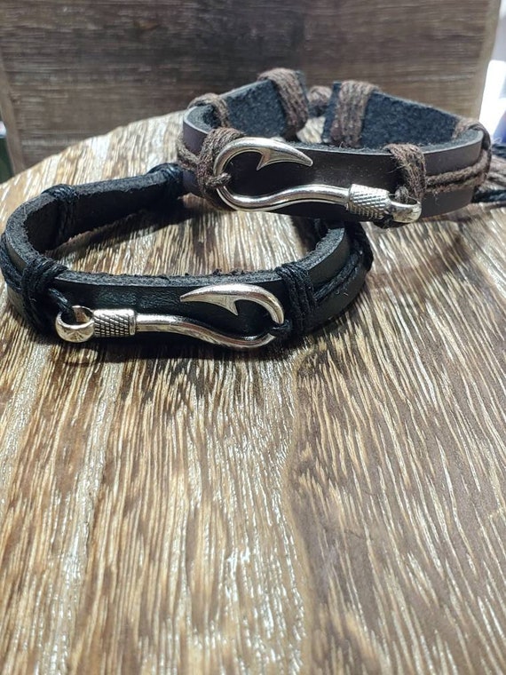 Buy Fish Hook Leather Bracelet Online in India 