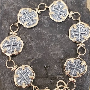 Atocha 14kt gold overlay coin bracelet