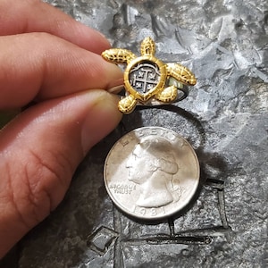 Atocha 14kt gold overlay turtle ring sunken shipwreck treasure coin