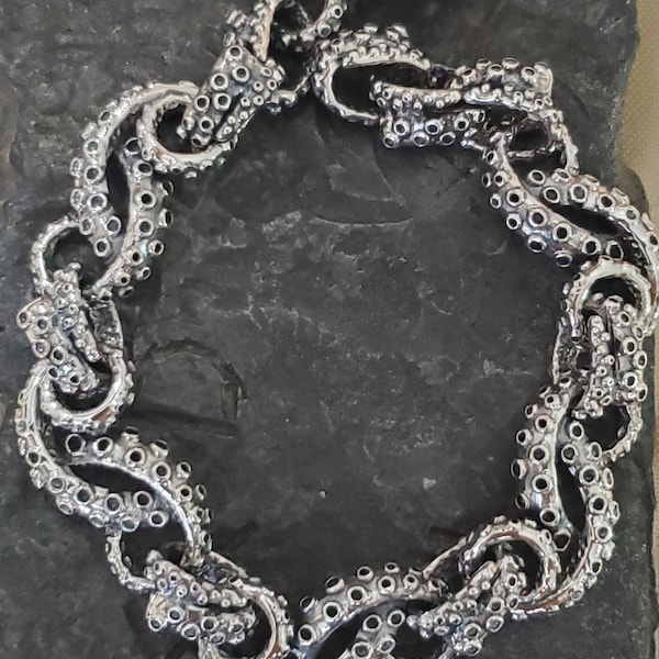 Large tentacle octopus kraken bracelet soild sterling silver