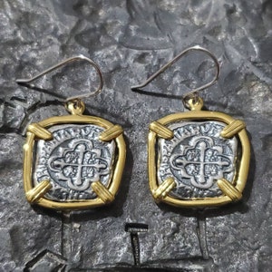 Atocha 14kt gold overlay coin ladies earrings